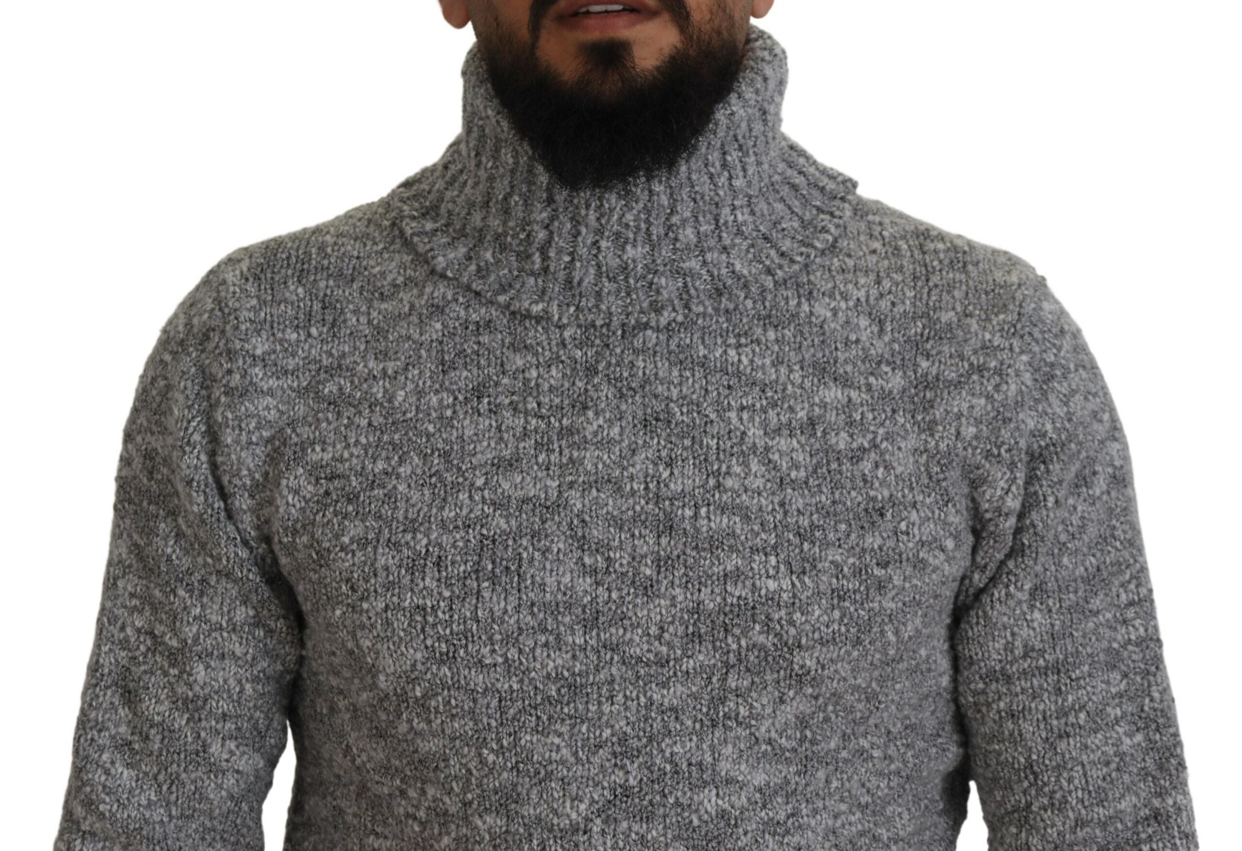 Dolce & Gabbana Grauer Wollstrick-Rollkragenpullover