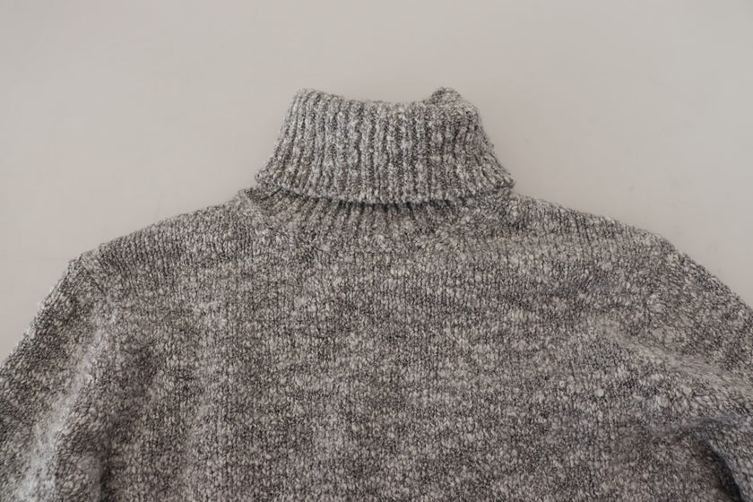 Dolce & Gabbana Grauer Wollstrick-Rollkragenpullover