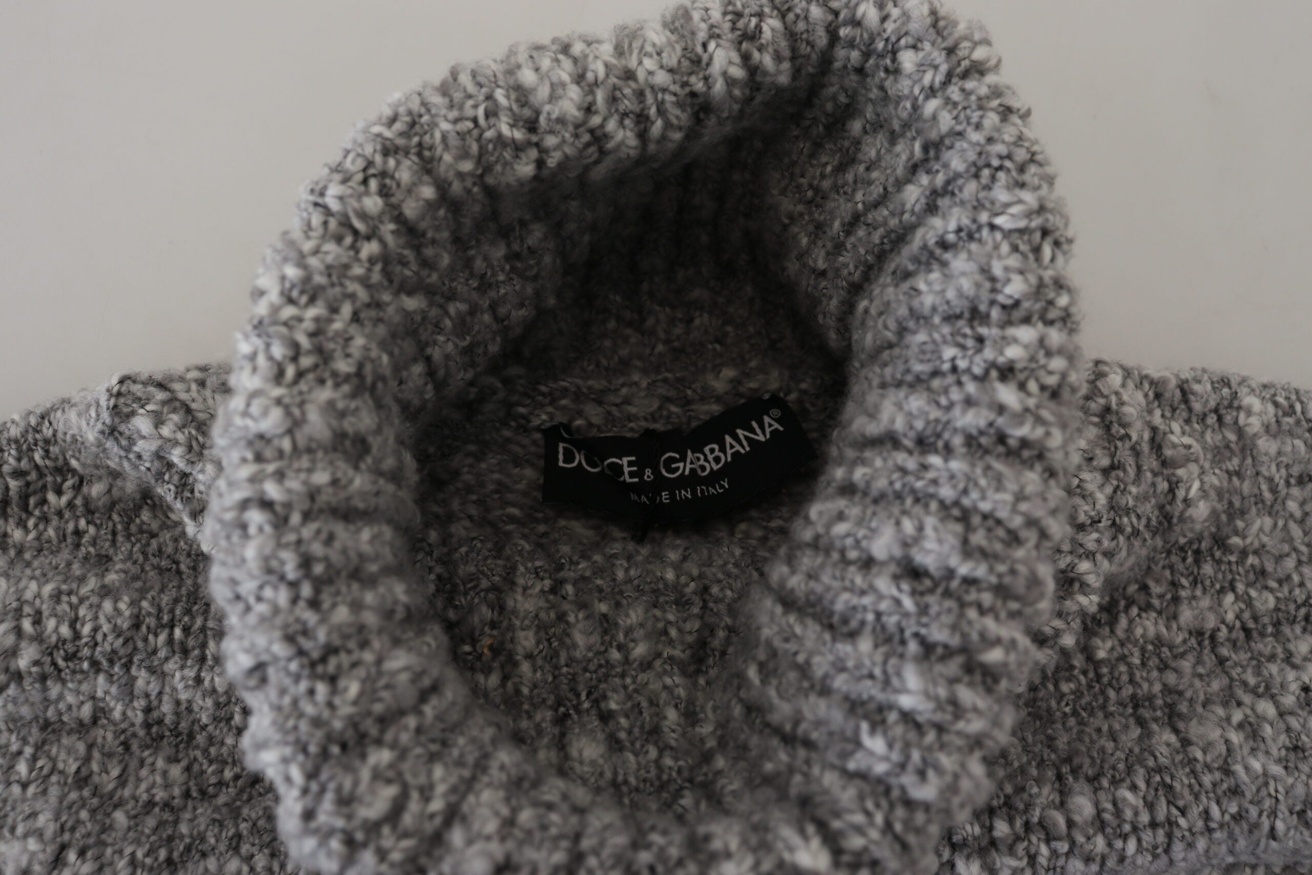 Dolce & Gabbana Grauer Wollstrick-Rollkragenpullover