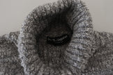 Dolce & Gabbana Grauer Wollstrick-Rollkragenpullover