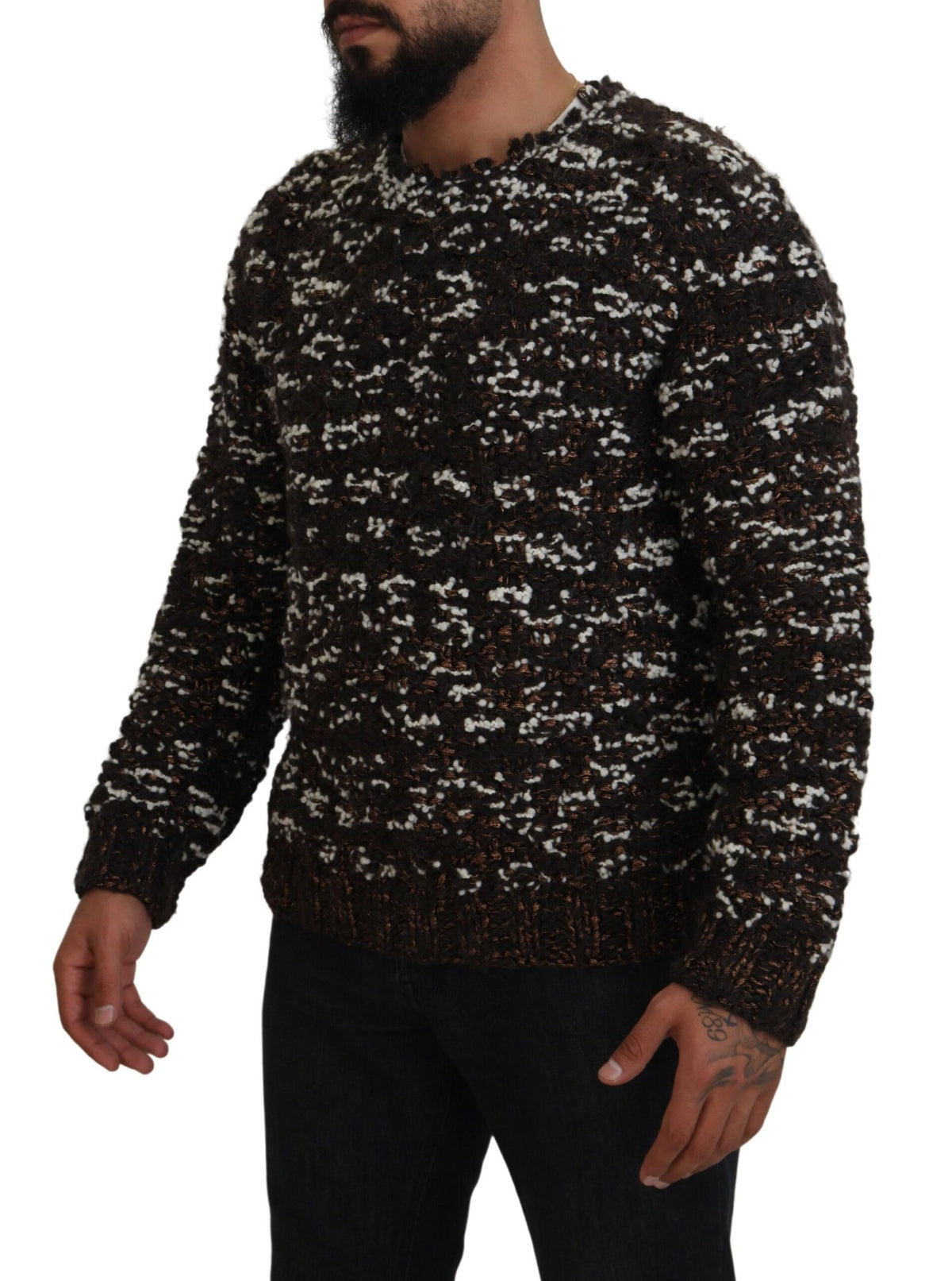 Dolce & Gabbana Brown Knitted Wool Pullover Fatto A Mano