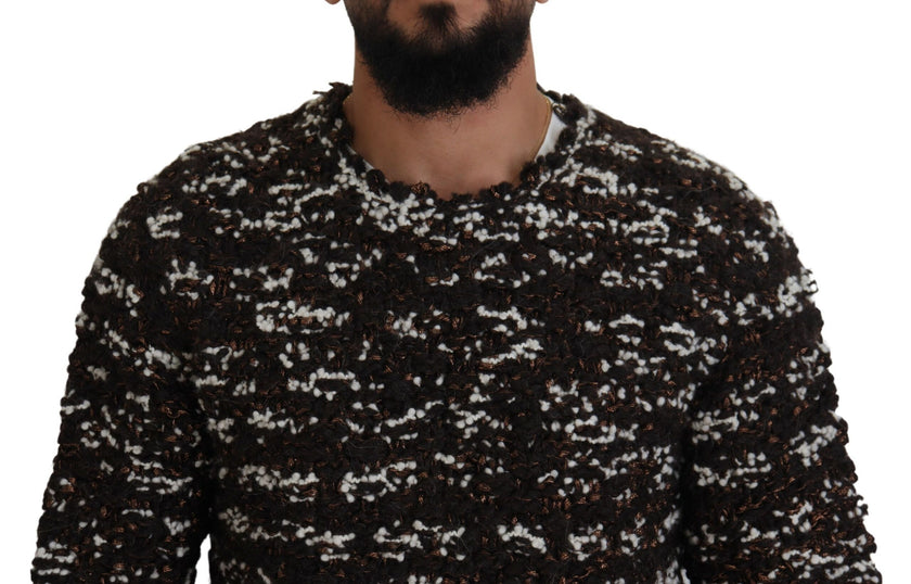 Dolce & Gabbana Brauner Pullover aus gestrickter Wolle Fatto A Mano