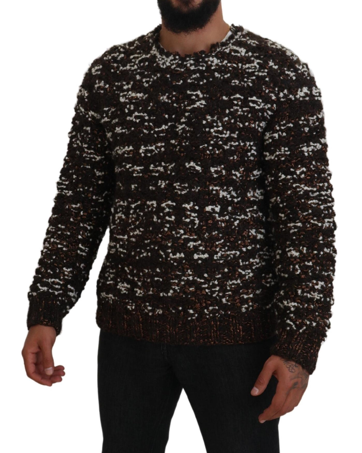 Dolce & Gabbana Brown Knitted Wool Pullover Fatto A Mano