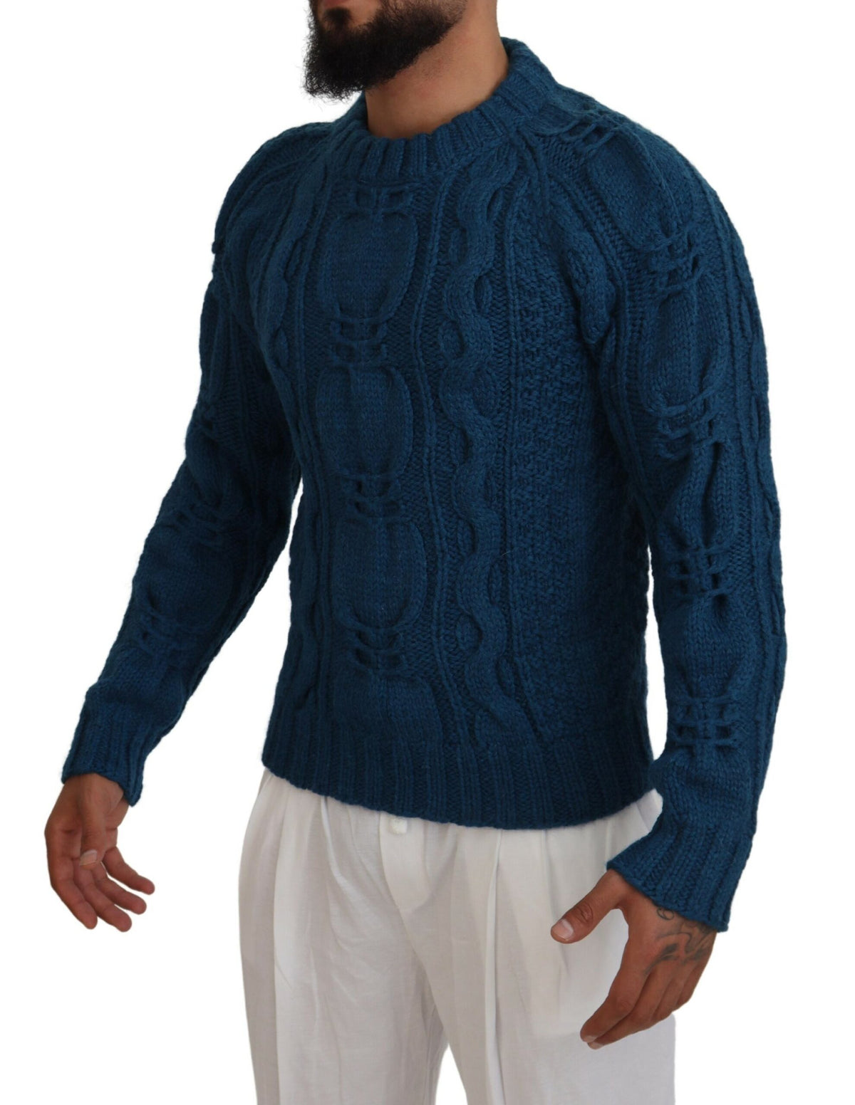 Dolce & Gabbana Blue Knitted Wool and Alpaca Jumper