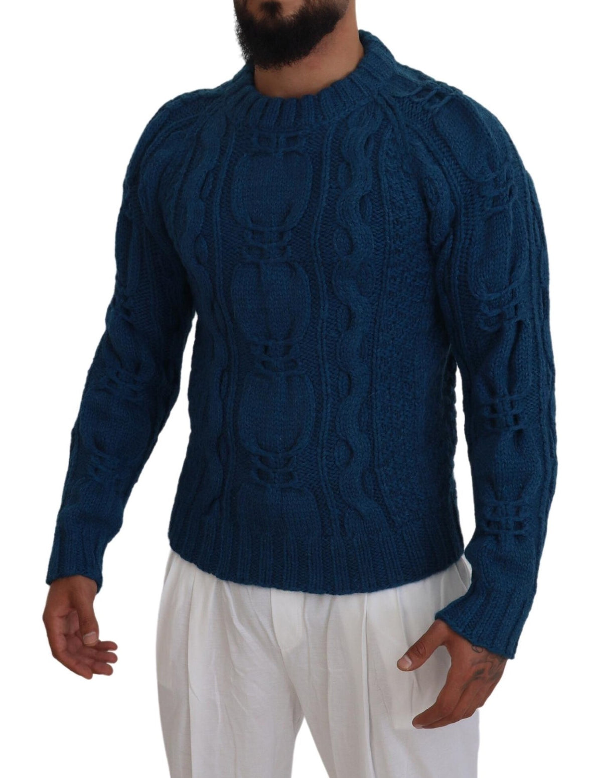 Dolce & Gabbana Blue Knitted Wool and Alpaca Jumper