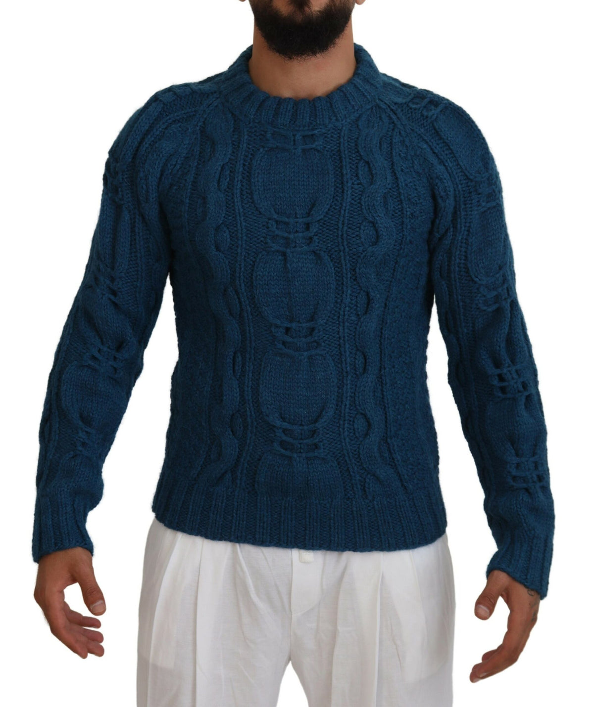 Dolce & Gabbana Blue Knitted Wool and Alpaca Jumper