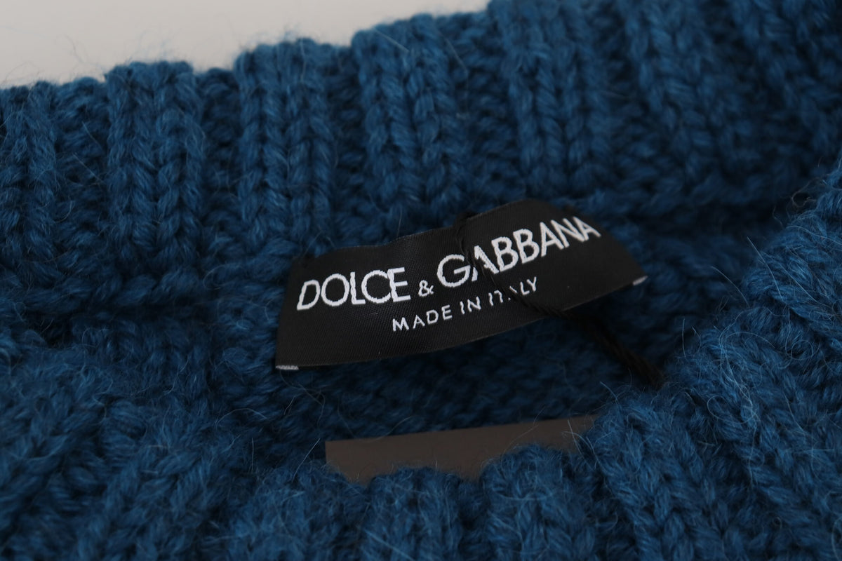 Dolce & Gabbana Blue Knitted Wool and Alpaca Jumper