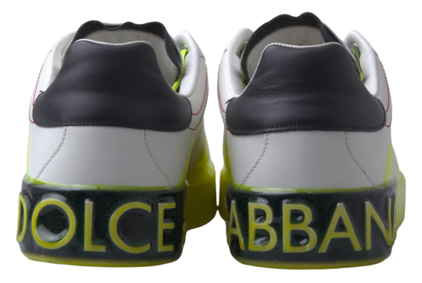 Dolce & Gabbana Weiß Gelb Portofino Leder Turnschuhe Schuhe