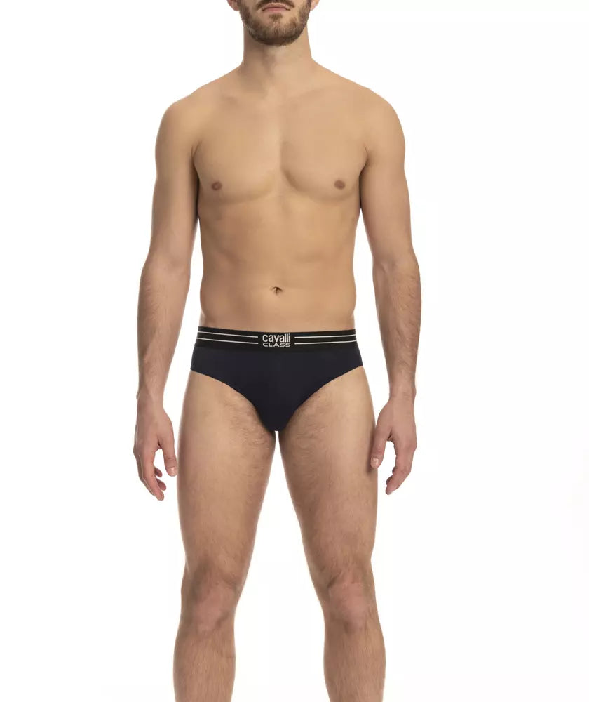 Cavalli Class Blaue Baumwoll-Slips für Herren im 3er-Pack