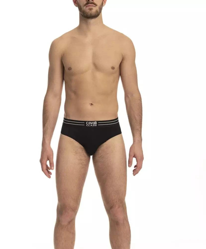 Cavalli Class Men's Black Cotton Underwear Set, 3-Pack