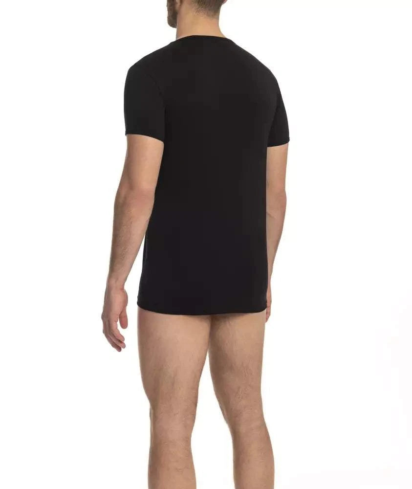 Cavalli Class Men's Black V-Neck Cotton T-Shirt