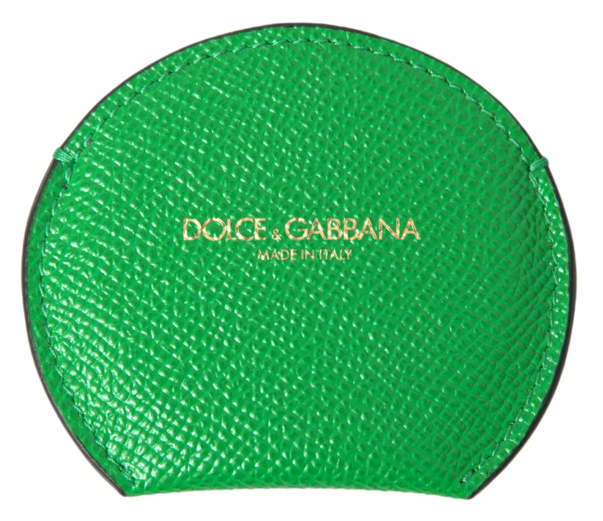 Dolce & Gabbana Grüner Handspiegelhalter aus Kalbsleder mit rundem Logo