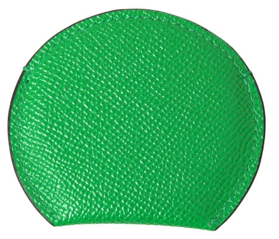 Dolce & Gabbana Green Calfskin Round Logo Hand Mirror Holder