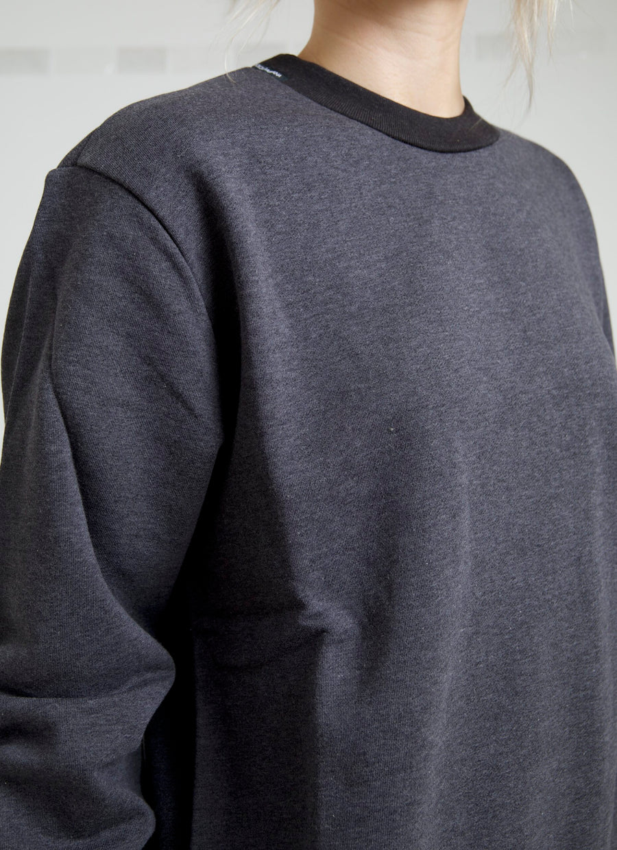 Dolce & Gabbana Dunkelgrauer Pullover mit Rundhalsausschnitt aus Baumwolle
