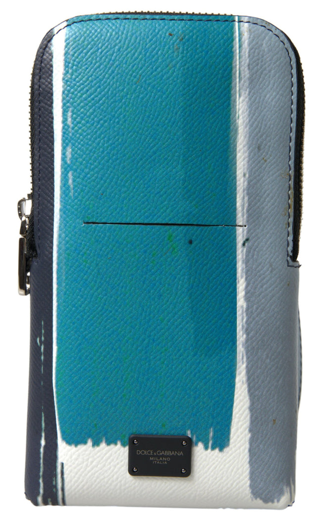 Dolce & Gabbana Blaue Leder Geldbörse Umhängetasche Sling Phone Bag Unisex
