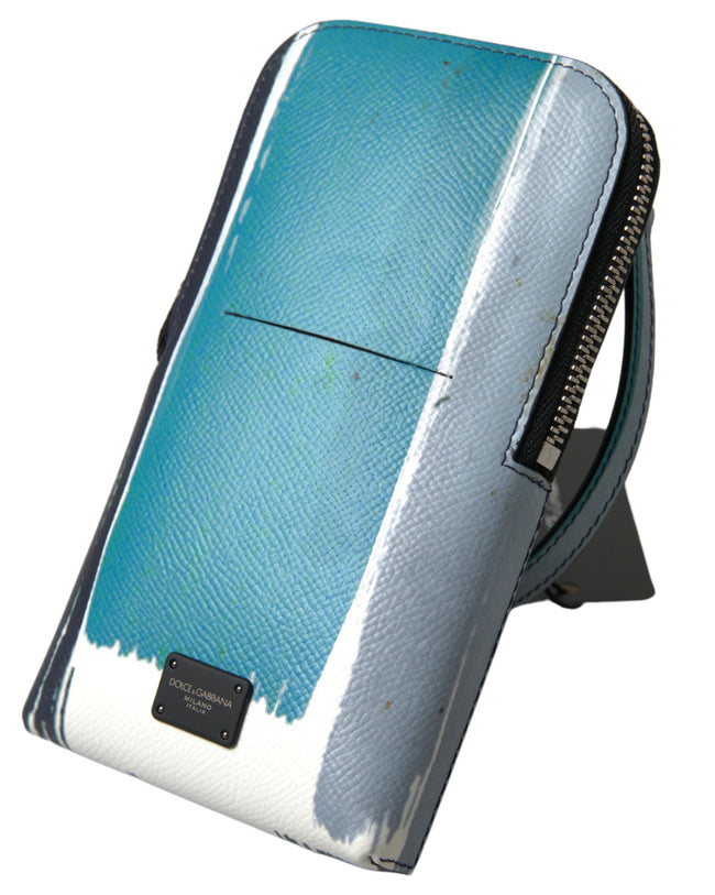 Dolce & Gabbana Blaue Leder Geldbörse Umhängetasche Sling Phone Bag Unisex