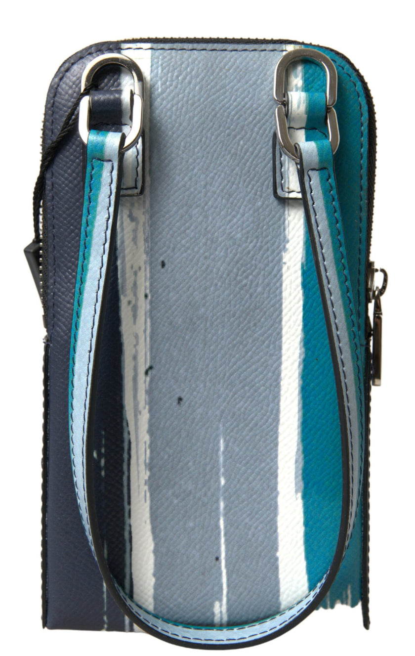 Dolce & Gabbana Blaue Leder Geldbörse Umhängetasche Sling Phone Bag Unisex