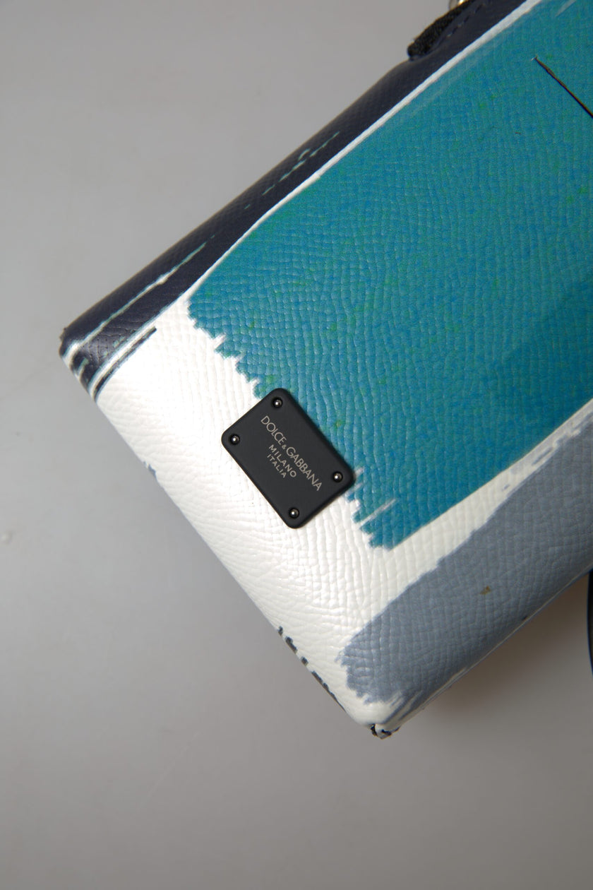 Dolce & Gabbana Blaue Leder Geldbörse Umhängetasche Sling Phone Bag Unisex