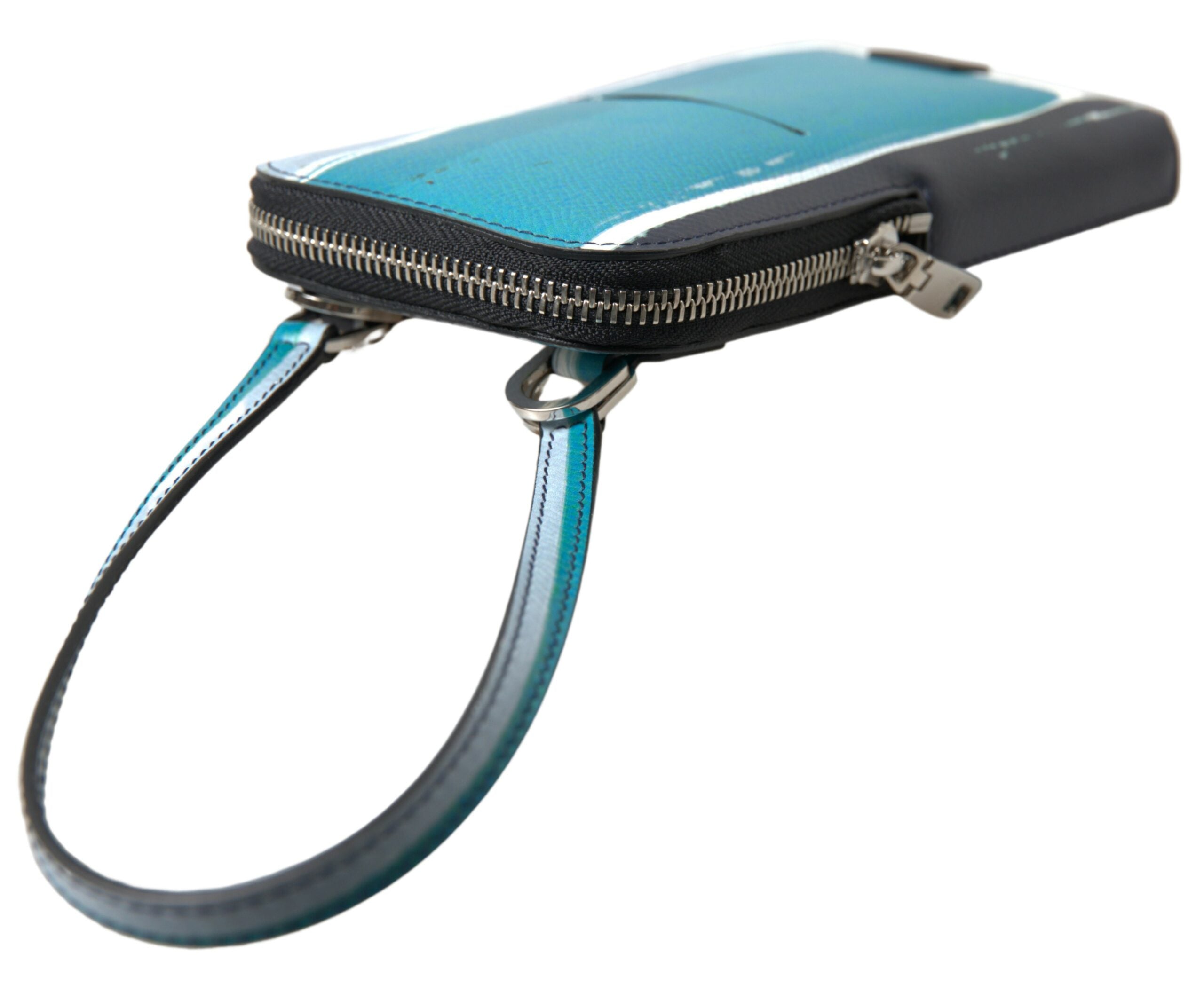 Dolce & Gabbana Blaue Leder Geldbörse Umhängetasche Sling Phone Bag Unisex