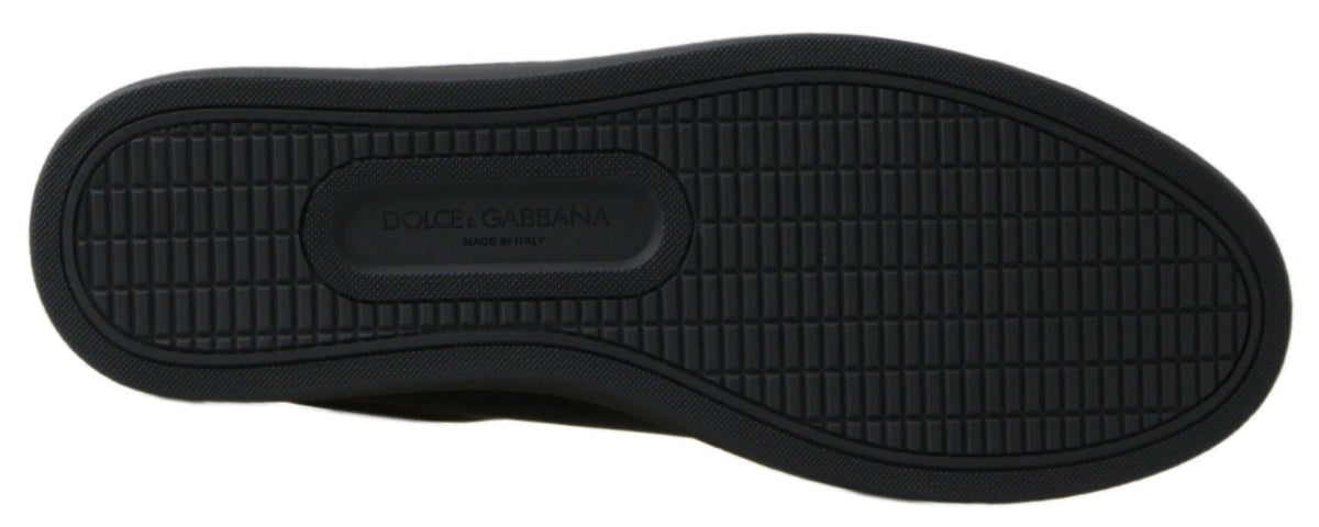 Dolce & Gabbana Schwarz Gold Leder Klassische Sneakers Schuhe