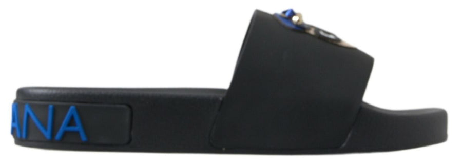 Dolce & Gabbana Black Slide Sandals Beach Saint Barth Shoes