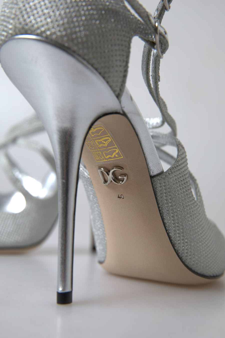 Dolce & Gabbana Silver Shimmer Sandals Heels Pumps Shoes