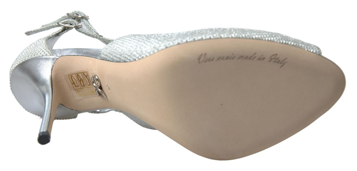 Dolce & Gabbana Silber schimmert Sandalen Absatz Pumps Schuhe