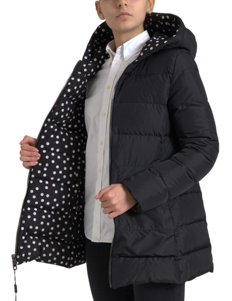 Dolce & Gabbana Black Reversible Hooded Polyester Jacket
