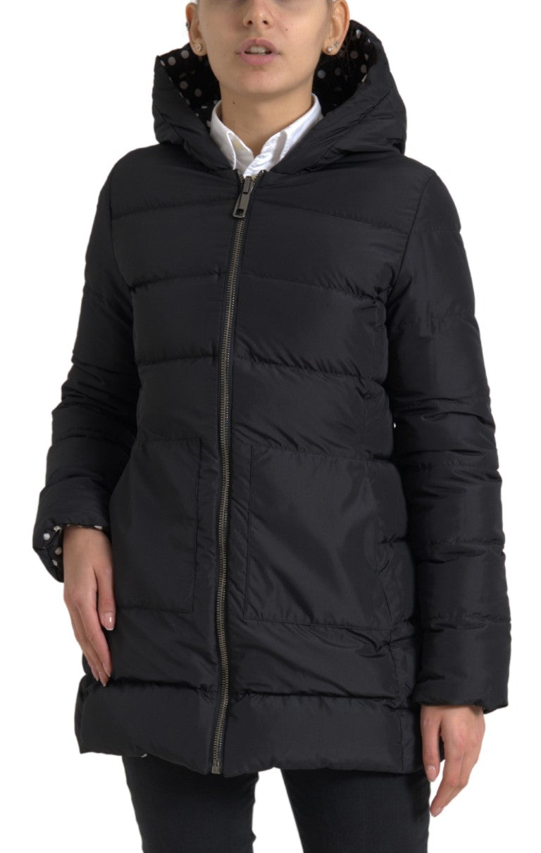 Dolce & Gabbana Black Reversible Hooded Polyester Jacket