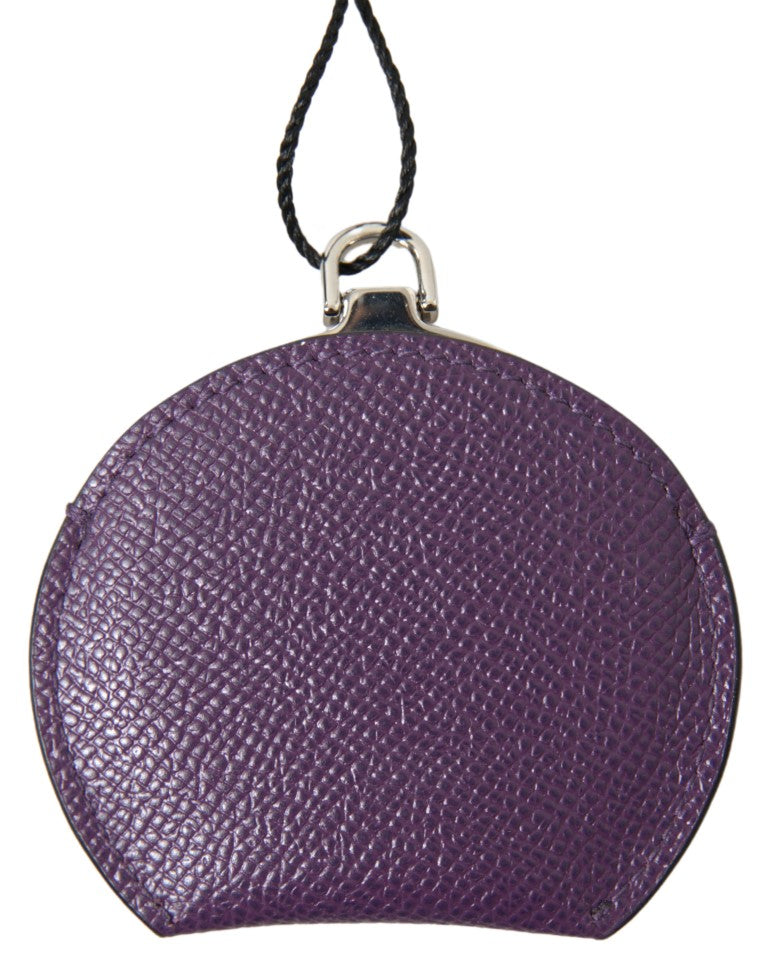 Dolce & Gabbana Purple Calfskin Round Hand Mirror Holder