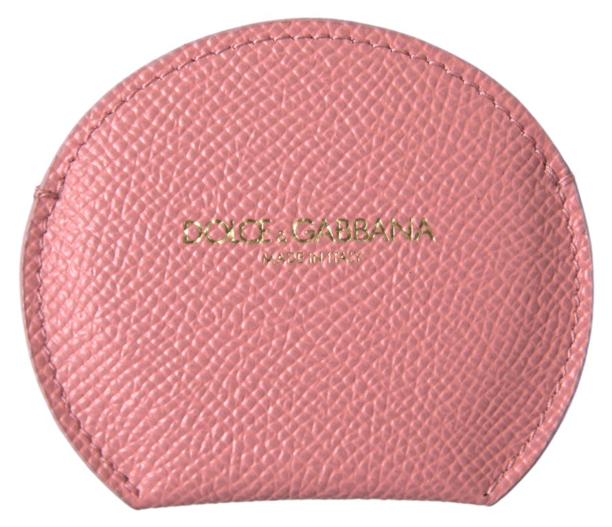 Dolce & Gabbana Runder Handspiegel-Etui aus rosafarbenem Kalbsleder
