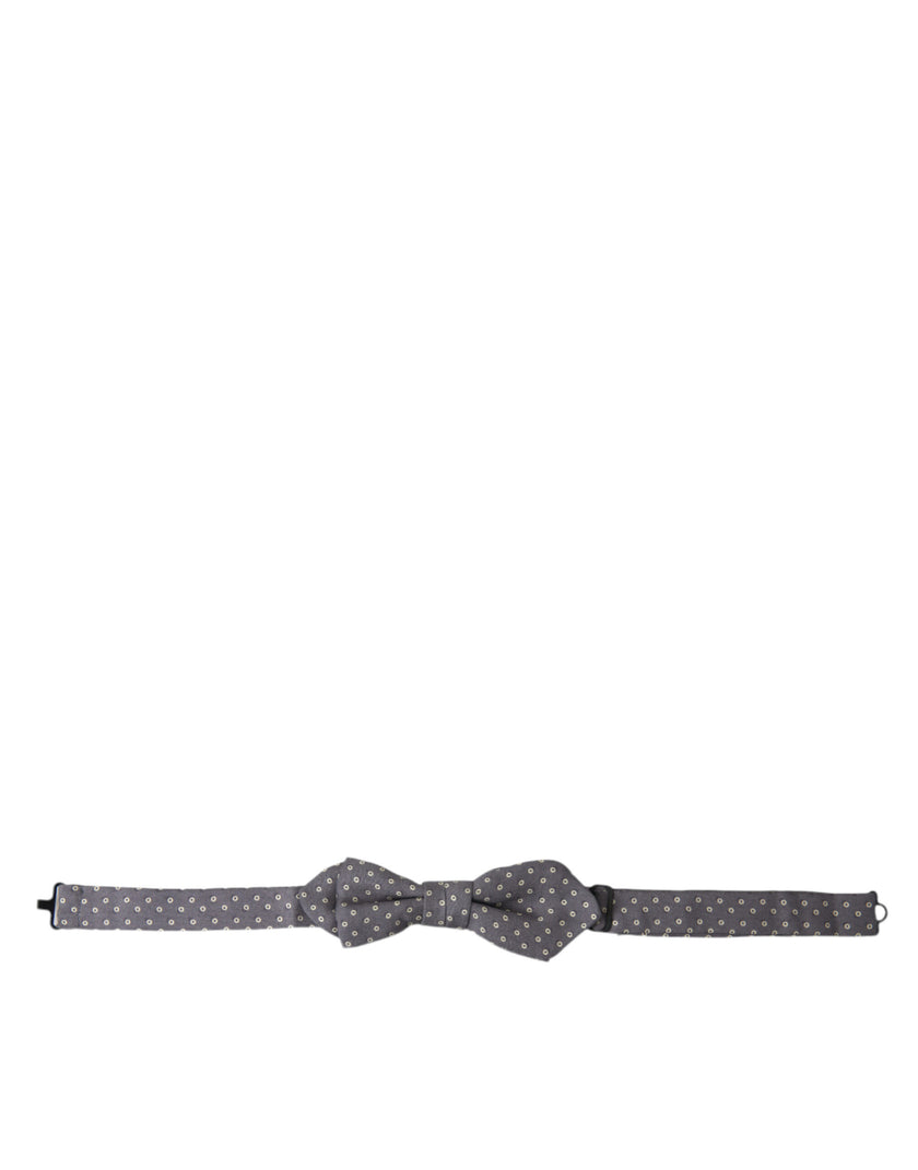Dolce & Gabbana Graue Polka Dots Seidenfliege mit verstellbarem Halsausschnitt Papillon
