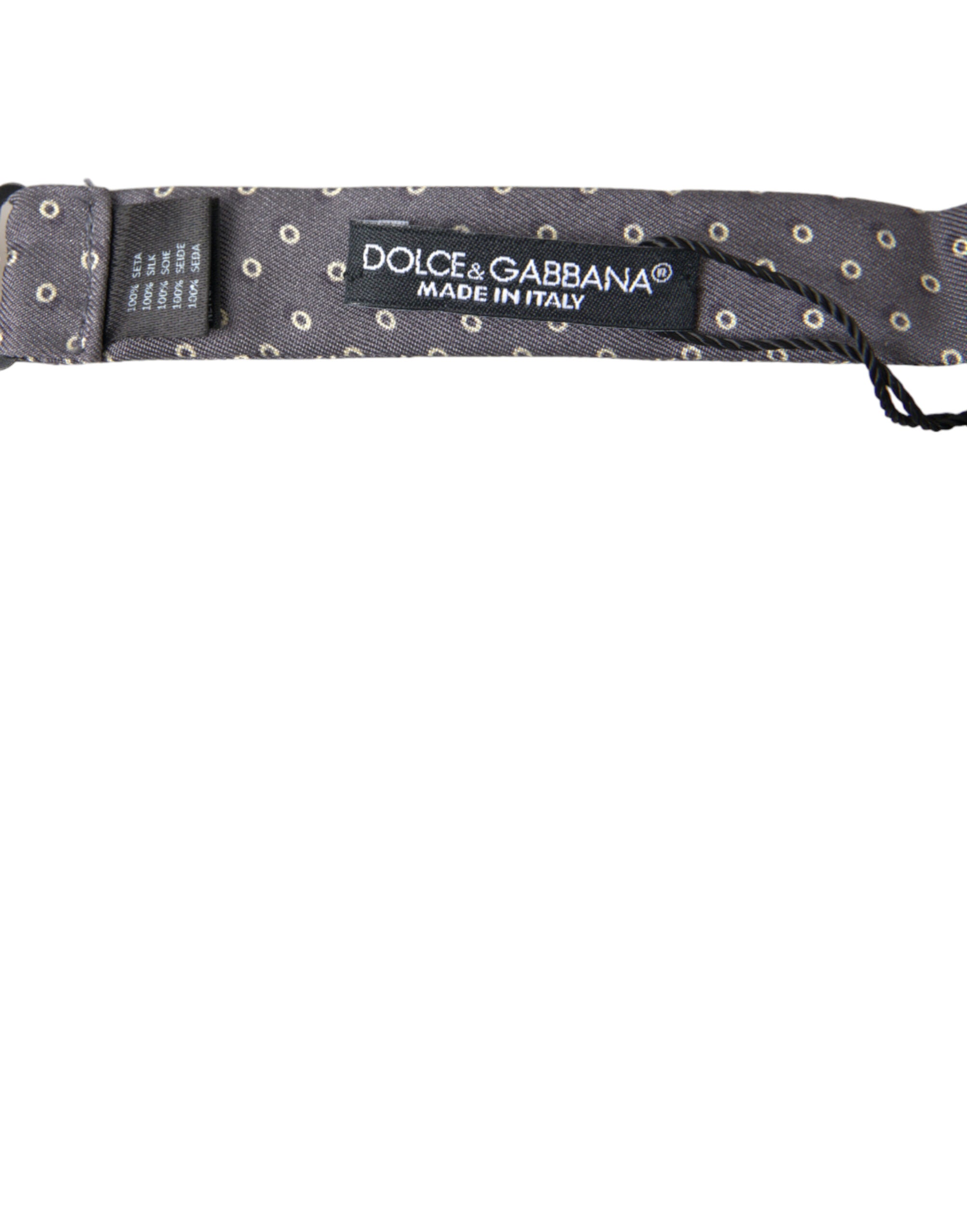 Dolce & Gabbana Graue Polka Dots Seidenfliege mit verstellbarem Halsausschnitt Papillon