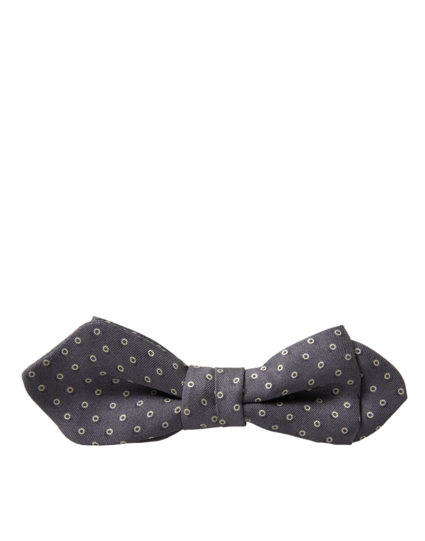 Dolce & Gabbana Graue Polka Dots Seidenfliege mit verstellbarem Halsausschnitt Papillon