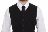 Dolce & Gabbana Schwarzes Flachs-Baumwollkleid Weste Blazer