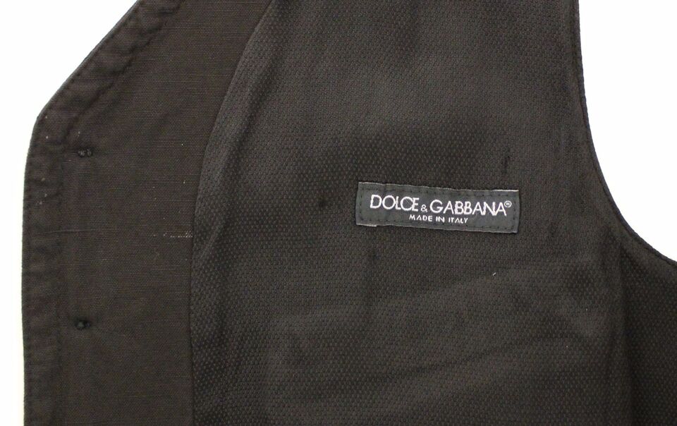 Dolce & Gabbana Black Linen Cotton Dress Vest Blazer