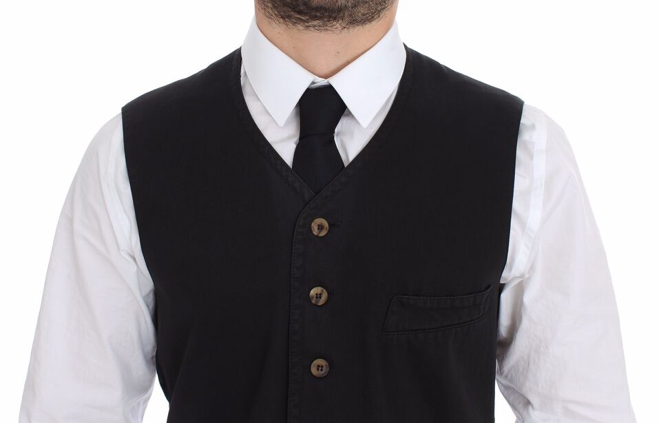 Dolce & Gabbana Black Cotton-Viscose Dress Vest Blazer
