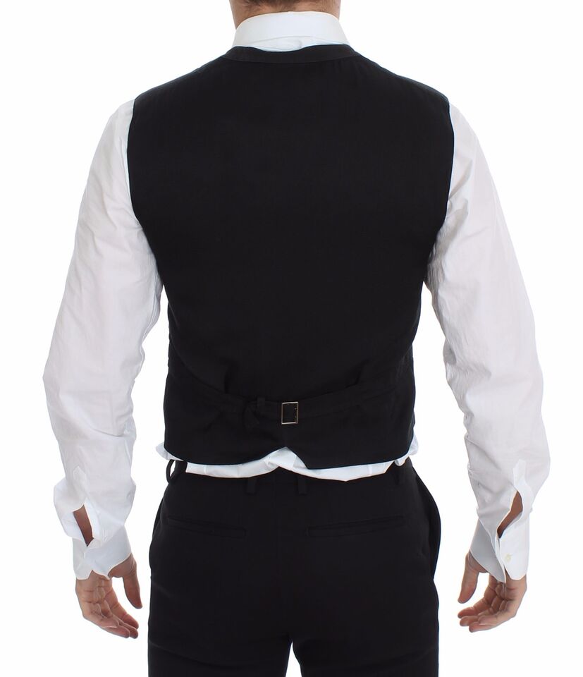 Dolce & Gabbana Black Cotton-Viscose Dress Vest Blazer