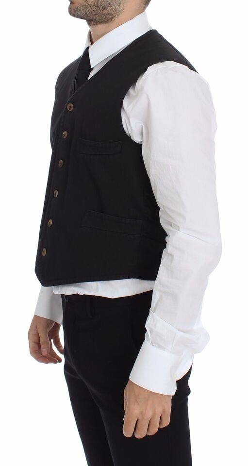 Dolce & Gabbana Black Cotton-Viscose Dress Vest Blazer