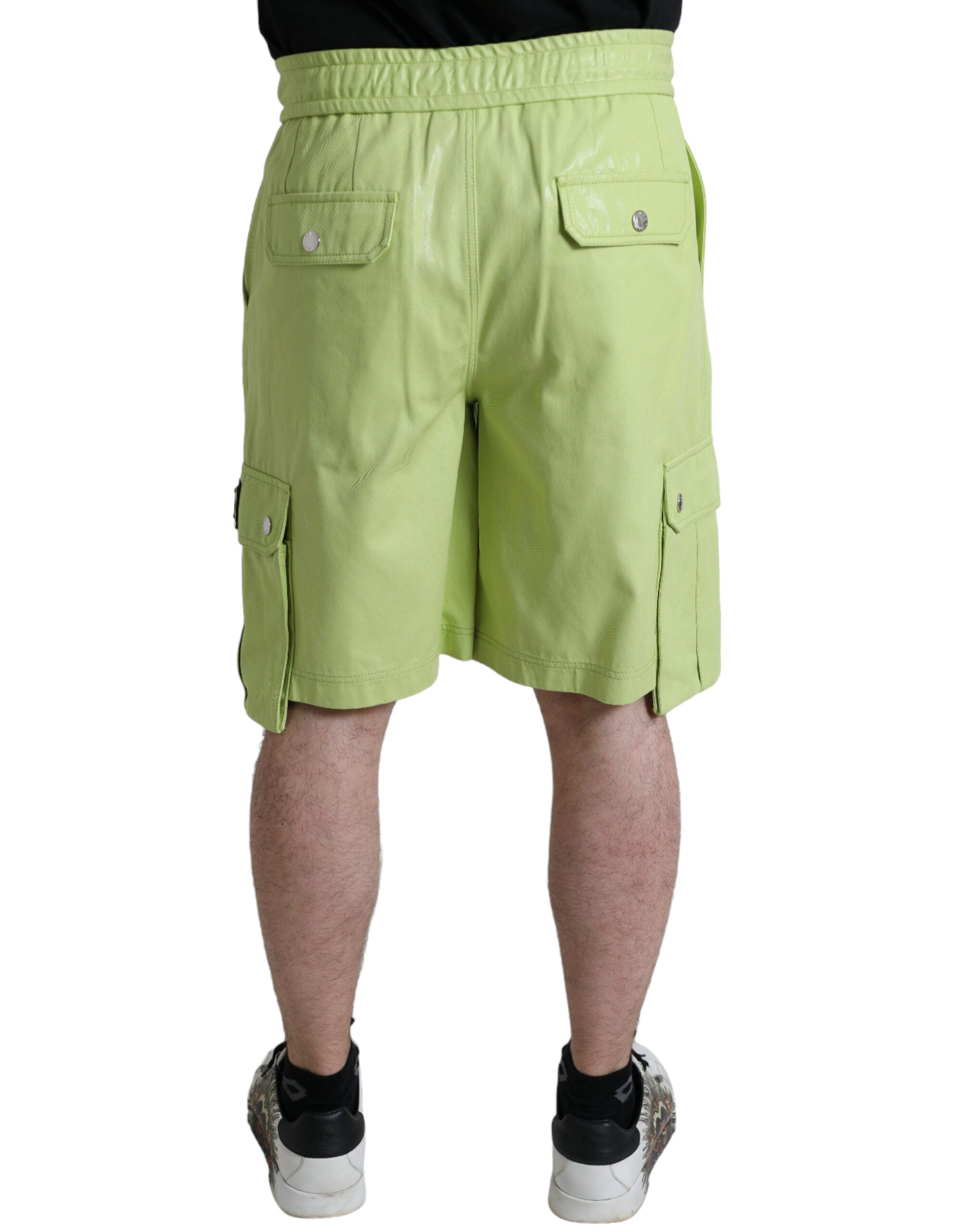 Dolce & Gabbana Hellgrüne Herren-Cargo-Bermudashorts aus Baumwolle