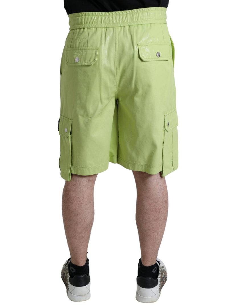 Dolce & Gabbana Hellgrüne Herren-Cargo-Bermudashorts aus Baumwolle
