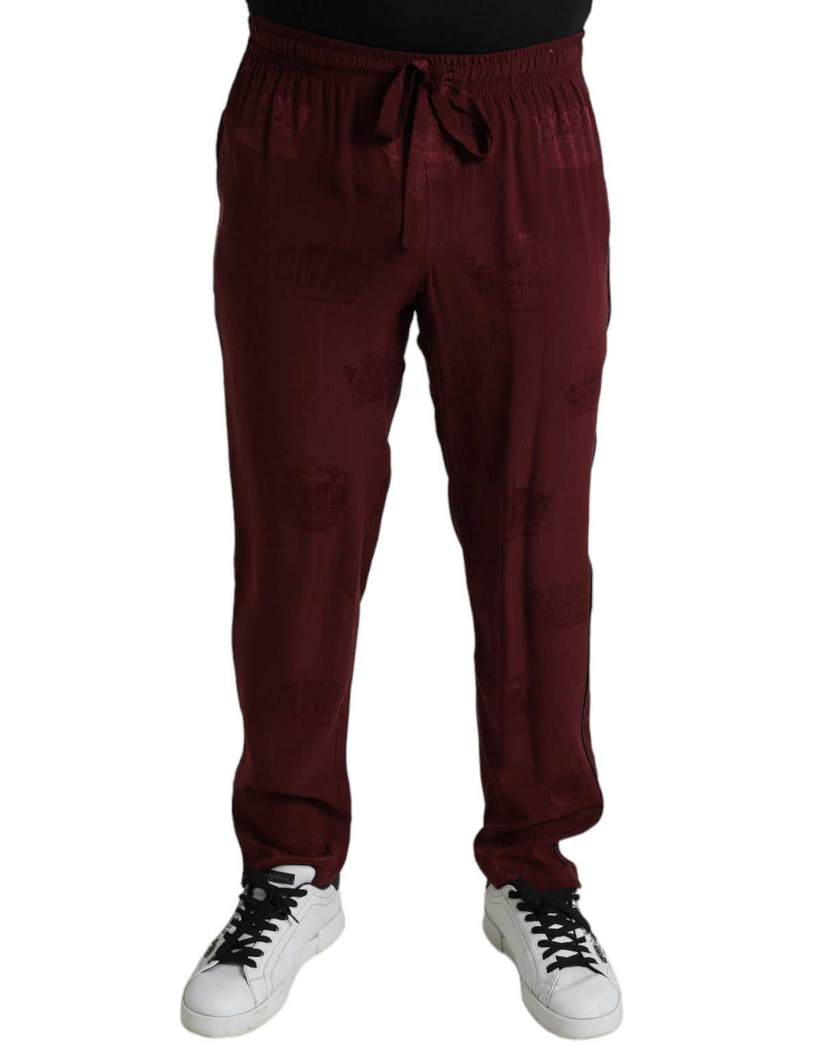 Dolce & Gabbana Chestnut Silk Crown Print Pyjama Trousers