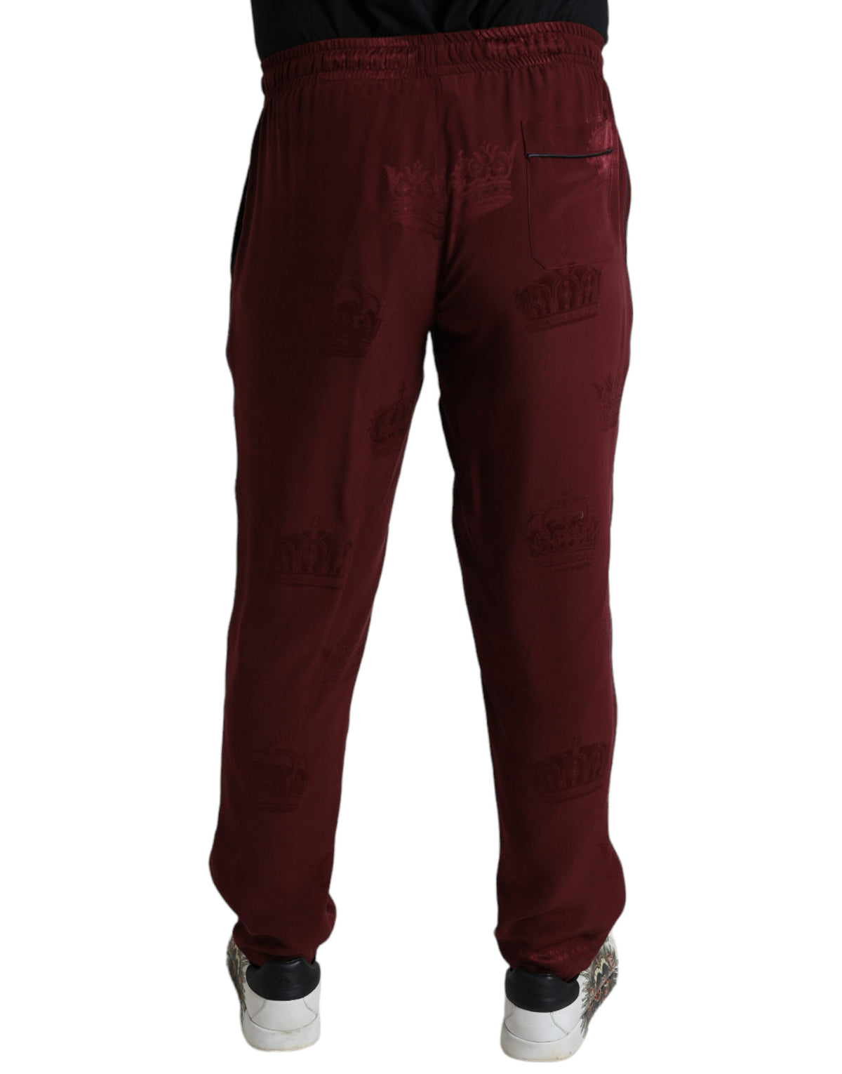 Dolce & Gabbana Chestnut Silk Crown Print Pyjama Trousers