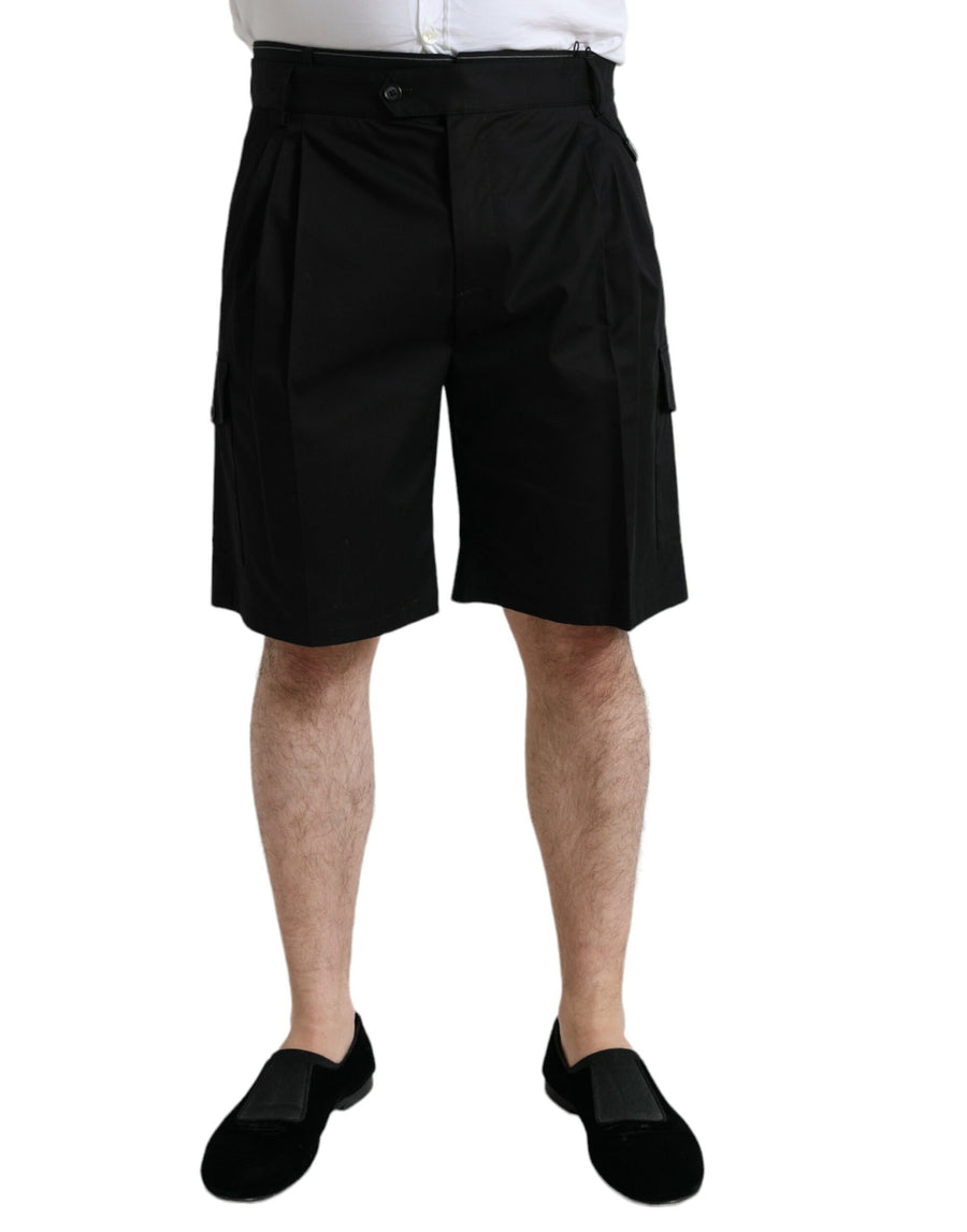 Dolce & Gabbana Black Stretch Cotton Cargo Bermuda Shorts