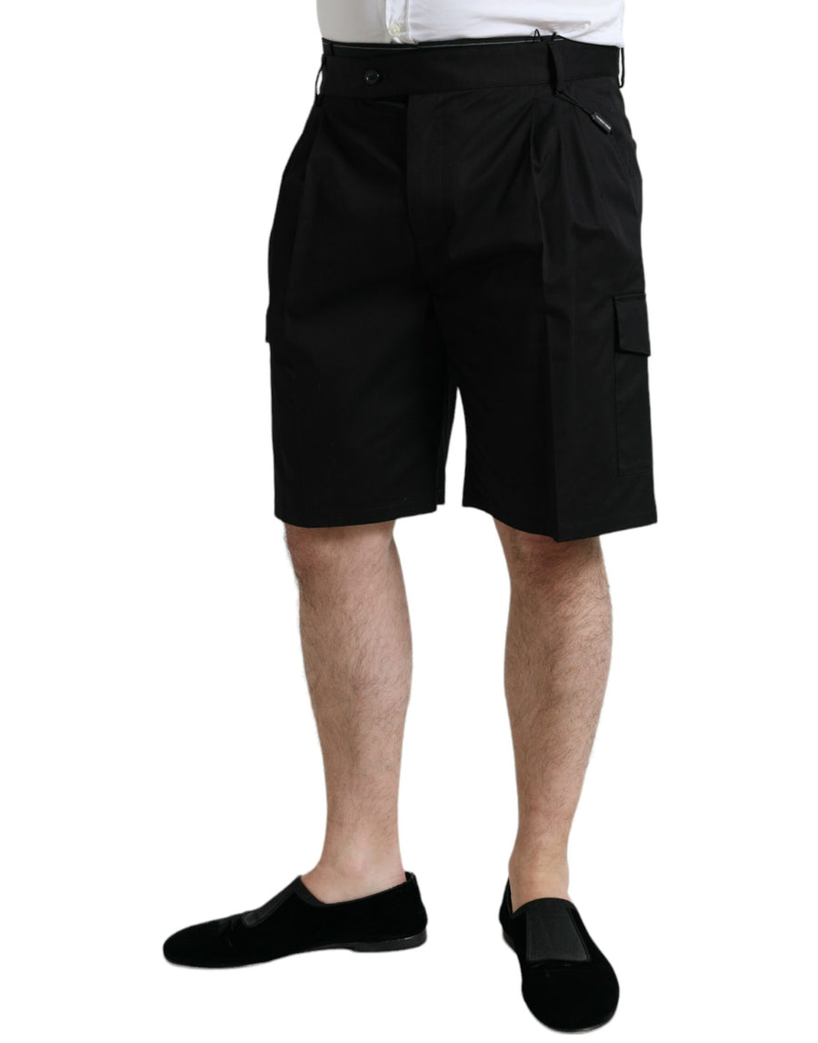 Dolce & Gabbana Black Stretch Cotton Cargo Bermuda Shorts