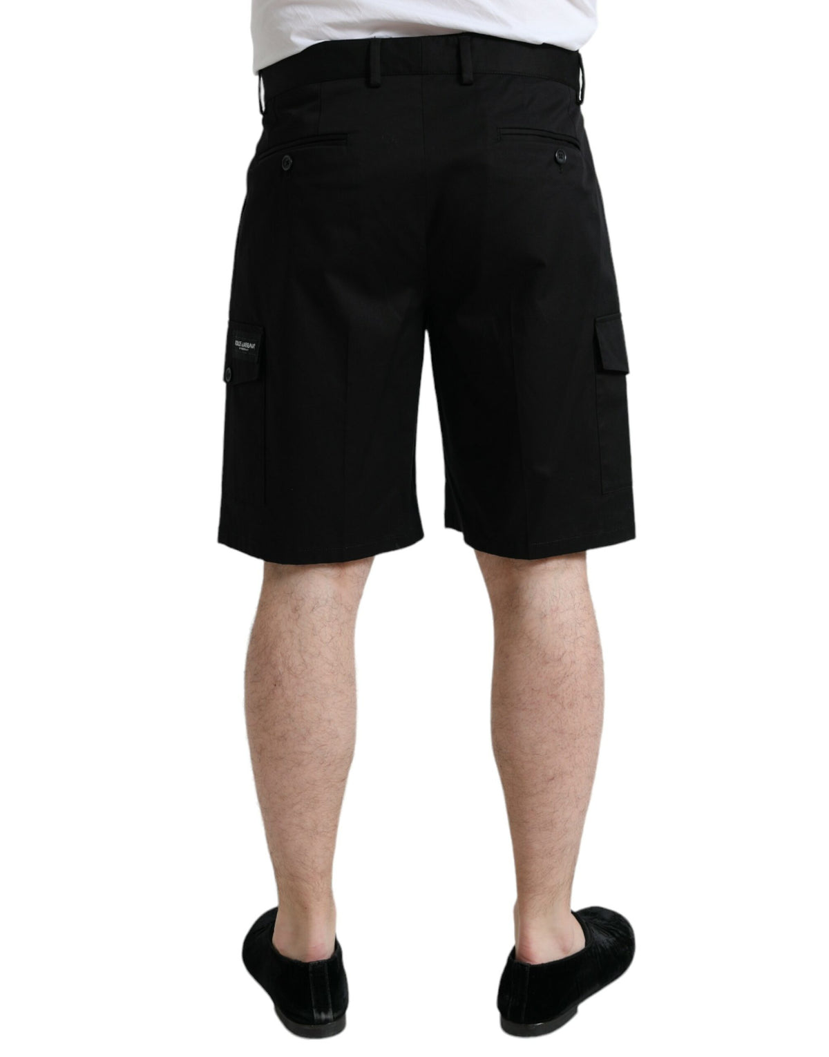 Dolce & Gabbana Black Stretch Cotton Cargo Bermuda Shorts