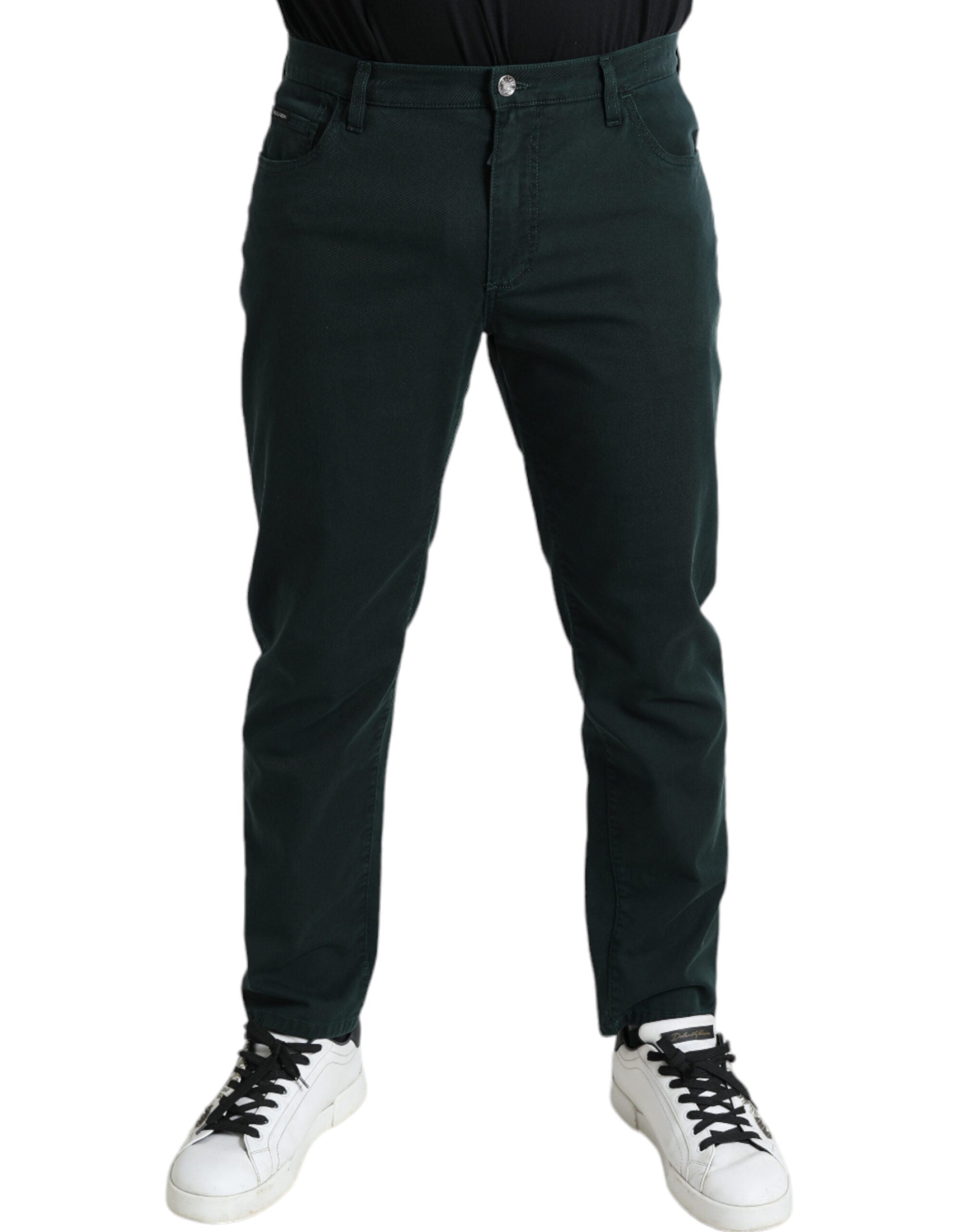 Dolce & Gabbana Grüne Baumwoll-Stretch-Skinny-Denim-Jeans für Männer