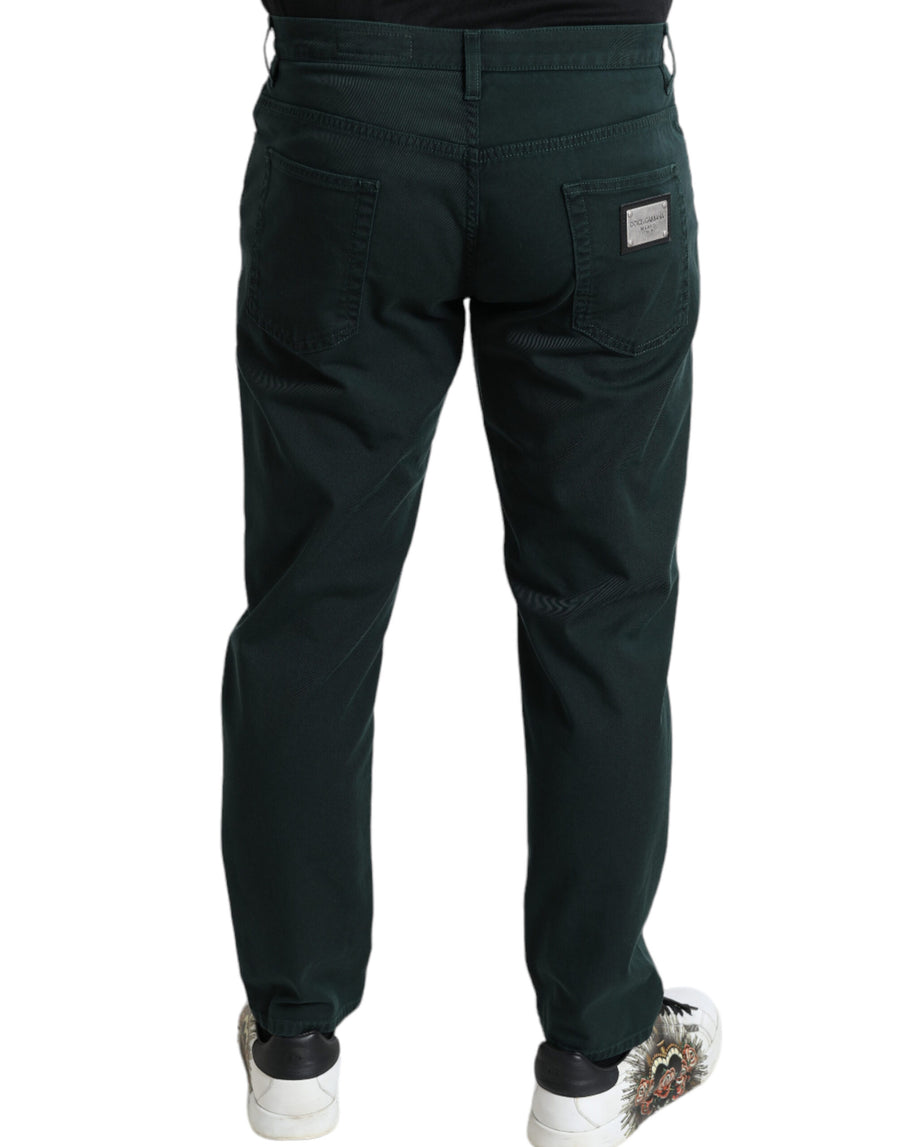Dolce & Gabbana Grüne Baumwoll-Stretch-Skinny-Denim-Jeans für Männer
