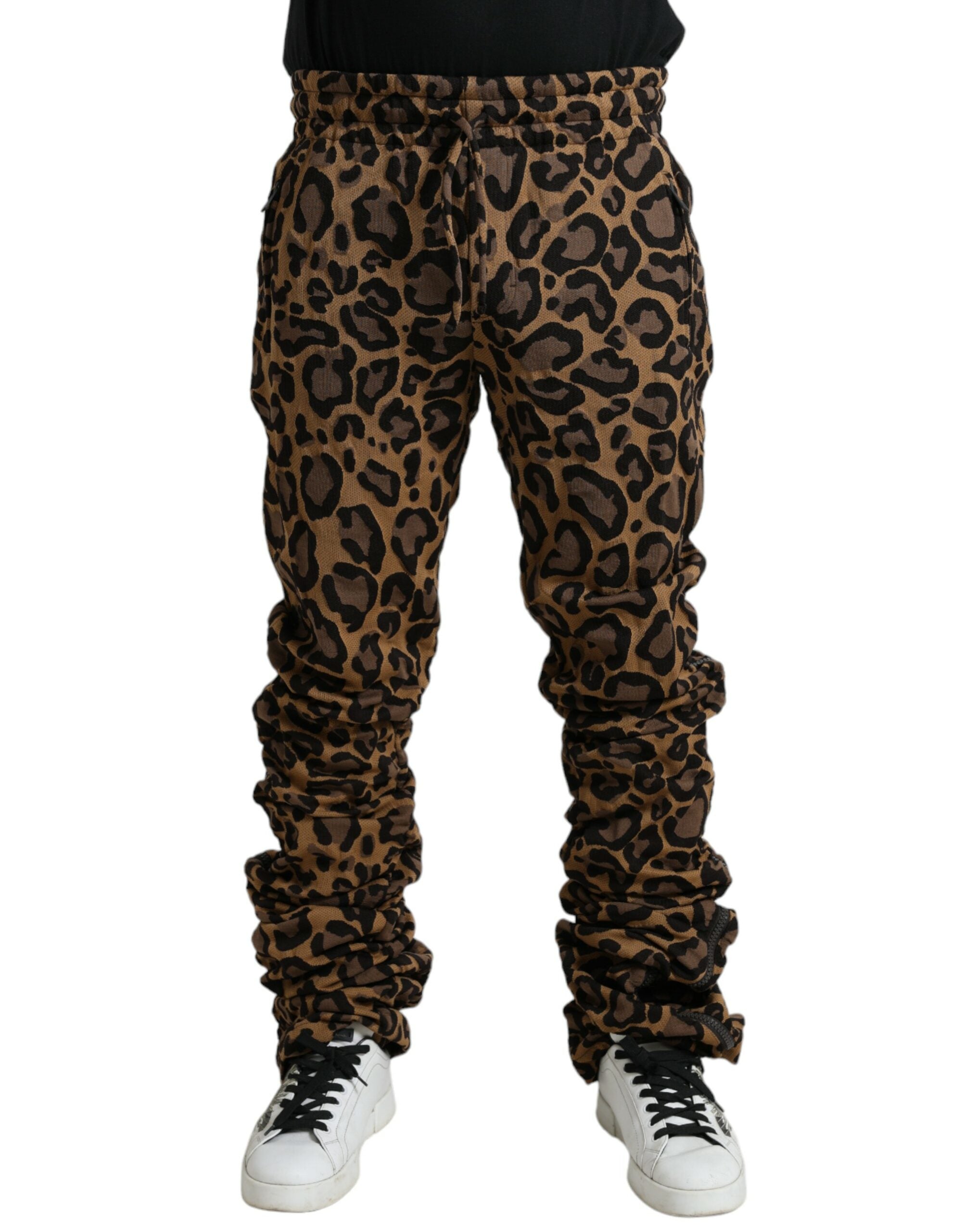 Dolce & Gabbana Braune Leopard-Jacquard-Jogginghose