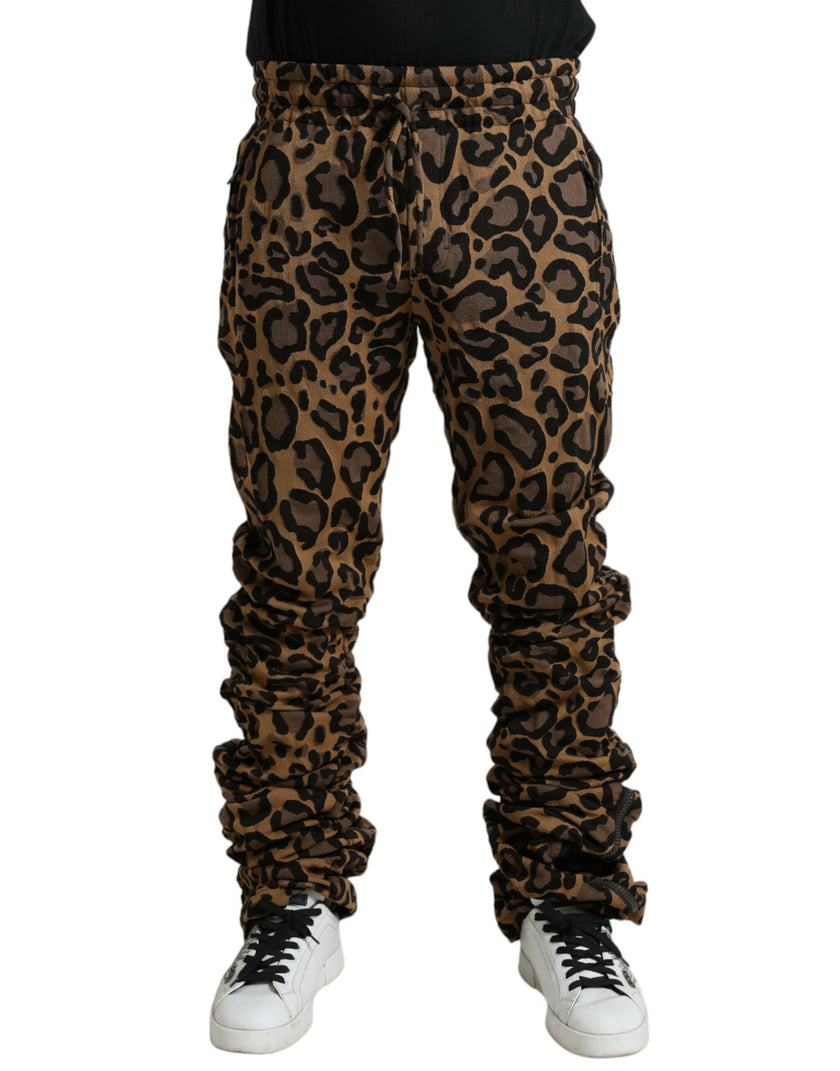 Dolce & Gabbana Braune Leopard-Jacquard-Jogginghose